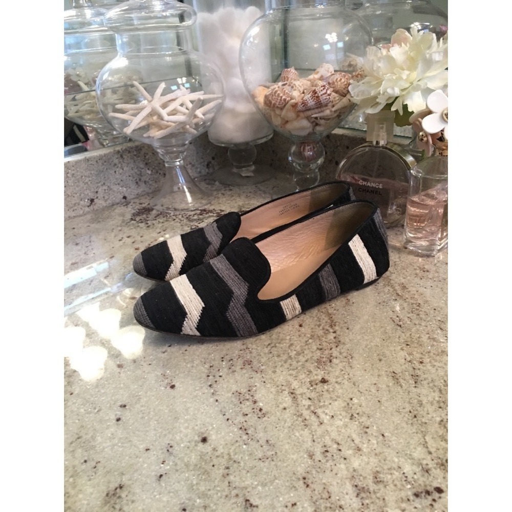 J Crew 6 Driving Loafer Aztec Textile Flats Career Gray White Black 98351